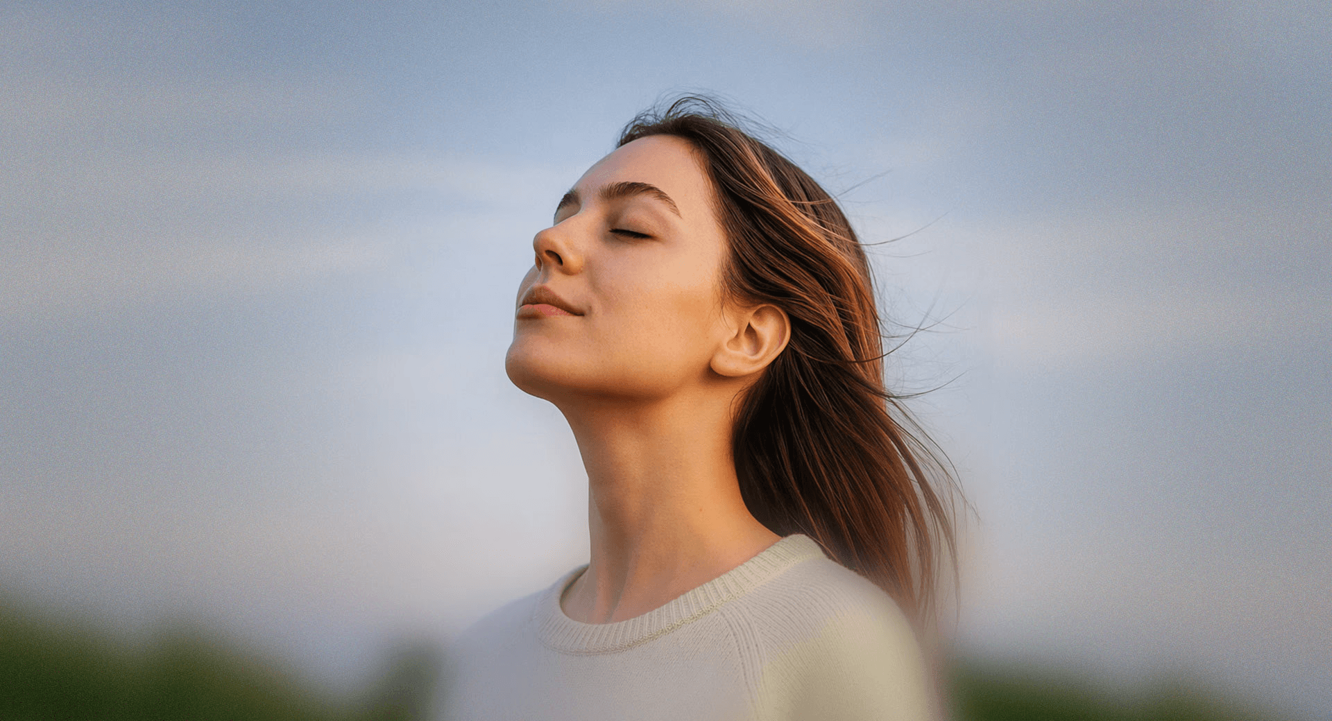Peaceful woman in nature